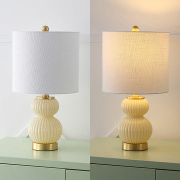 Daphne 20" Ribbed Metal/Glass LED Table Lamp